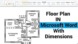 2 Bedroom Floor Plan in Microsoft Word. How to make a floor plan in MS Word with dimensions.