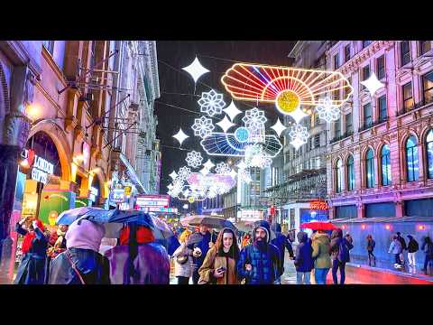 London Ramadan Lights 2026 π West End Walking Tour in the Rain | 4K HDR