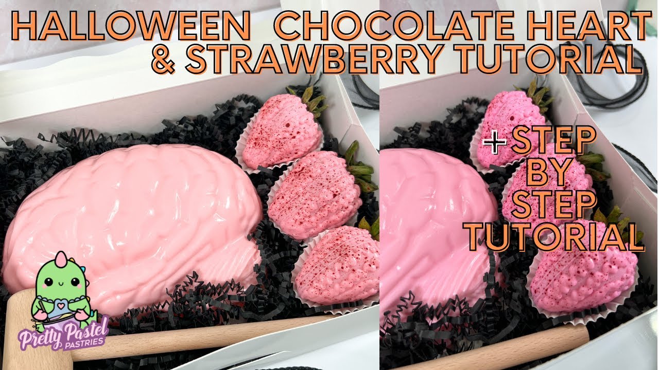 Halloween Chocolate Breakable Heart and Strawberries Step By Step