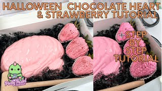Halloween Chocolate Breakable Heart And Strawberries Step By Step Tutorial