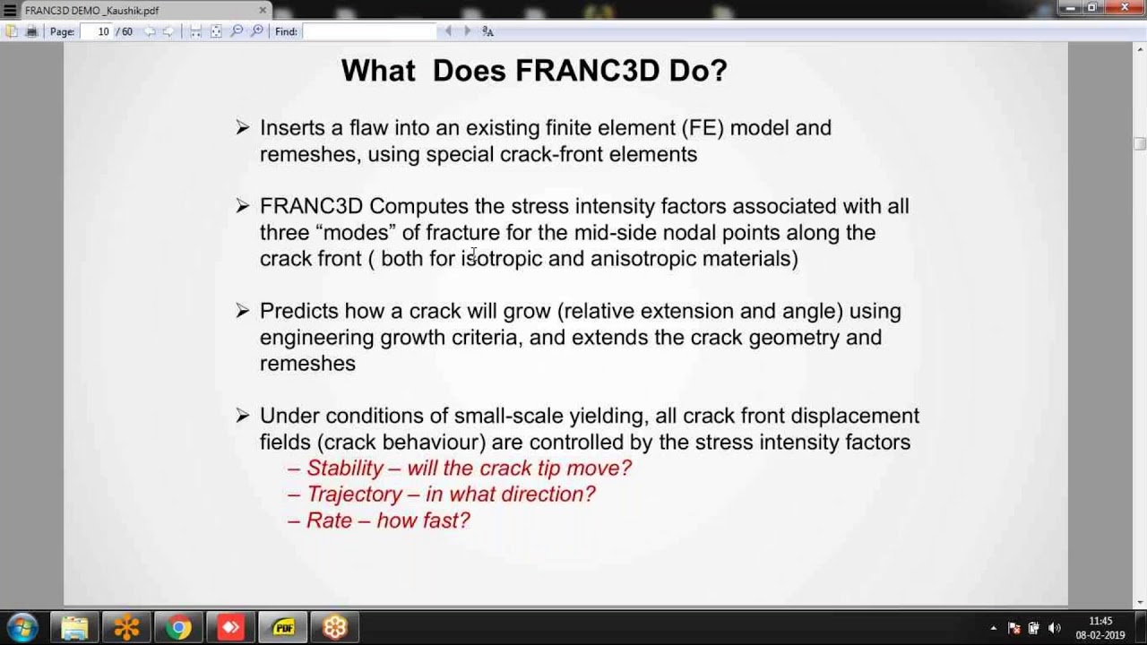 Franc3D_3D Crack Growth Simulation