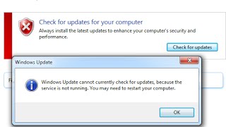 Windows Update cannot currently check for updates because the service is not running in Windows 7