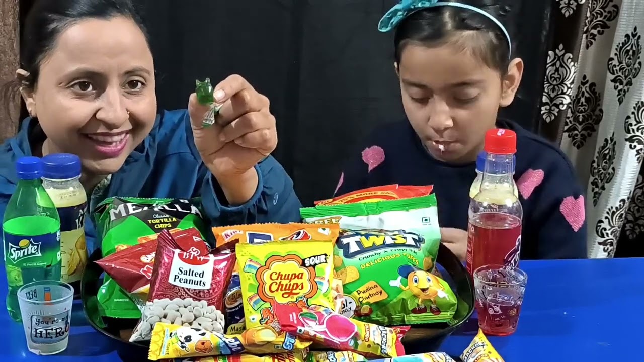 ASMR INDIAN SNACKS EATING RACE|| Lolipop, LAYS, DARKPIE, MONSTER JELLY, FUNPOP,, SPRITE,STING||