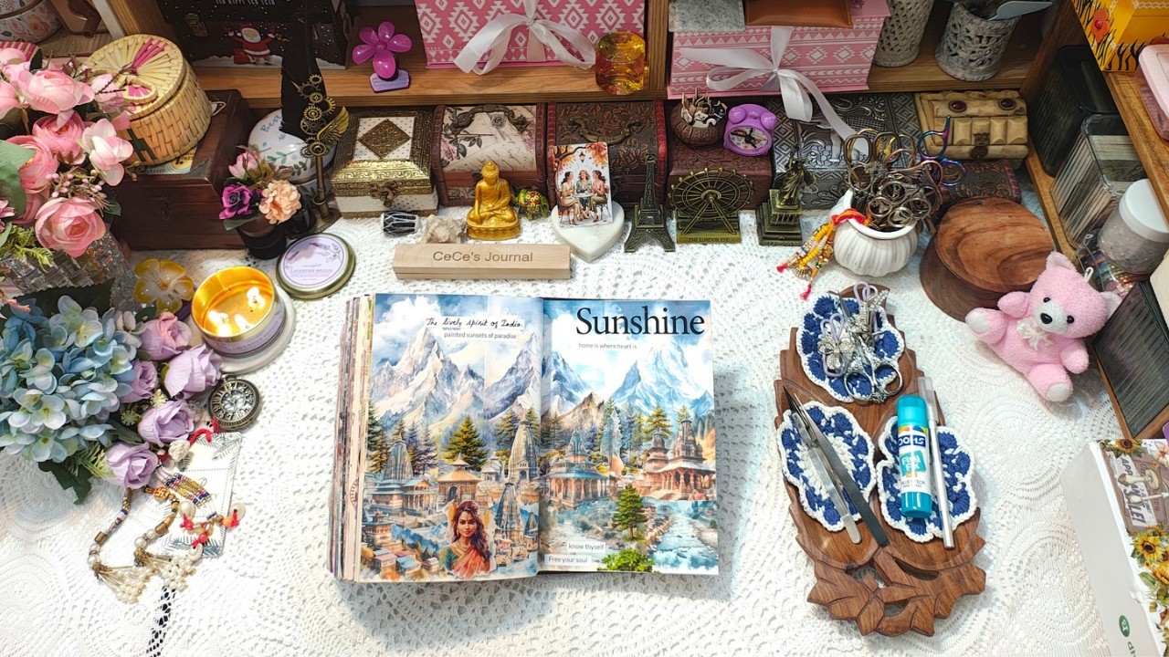 Journal with me | The lively spirit of the Himalayas' | creative collage journaling 