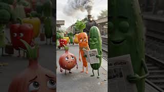 Crying Onion Missed the Train? 😂 | Realistic AI Animation | Hindi #shorts