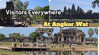 Many Khmer &amp; Foreign Tourists Visiting Angkor Wat Today | Cambodia Travel