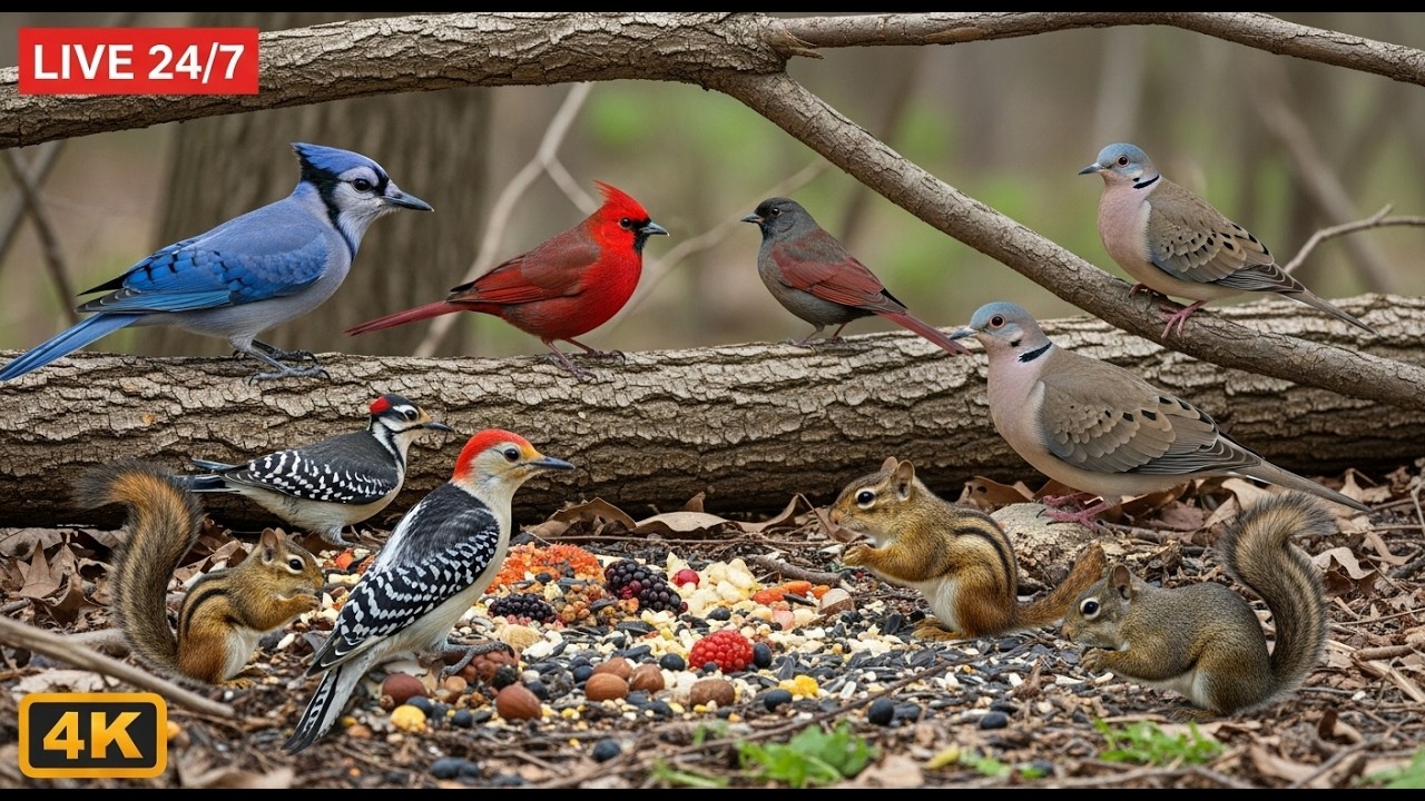 🔴 24/7 LIVE: Cat TV for Cats to Watch 😺 Fluffy Birds and Squirrels 4K HDR