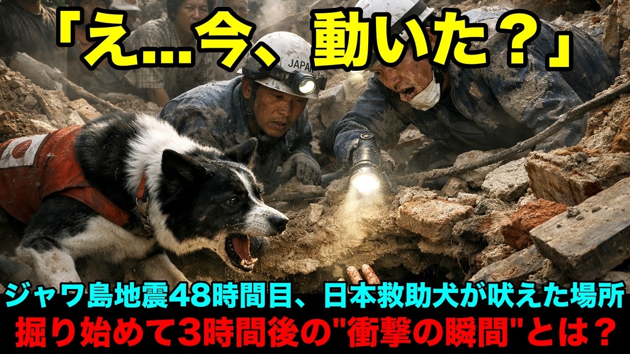 【海外の反応】「え...今、何が」ジャワ島地震48時間目、日本の救助犬が