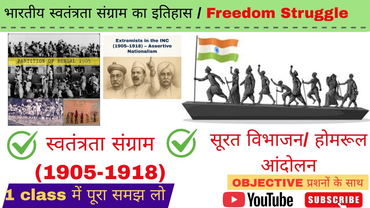 Indian Freedom Struggle | Indian National Movement 1905 to 1918 | Modern History | Nitu Thakur Gk