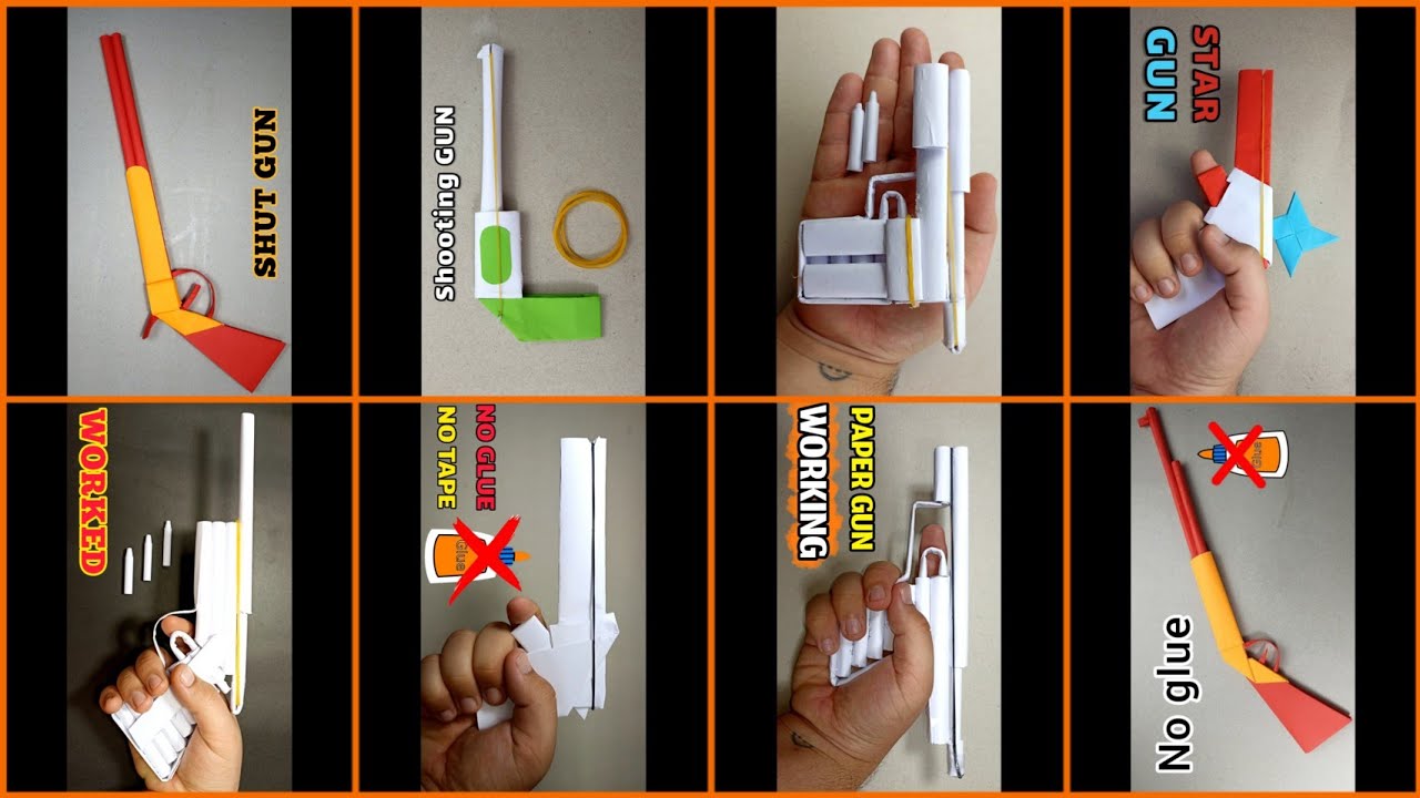 AMAZING!!! Learn 8 origami paper guns in half an hour