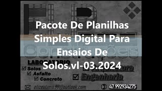 Ensaios De Solos (Pacote De Planilhas Simples Digital) vl 03 2024