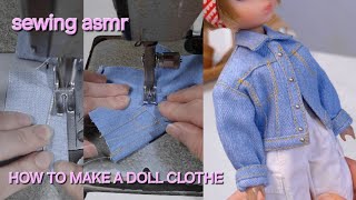 sewing asmr 눈으로 보는 인형옷 청자켓 만들기 how to make a doll clothe #세로영상