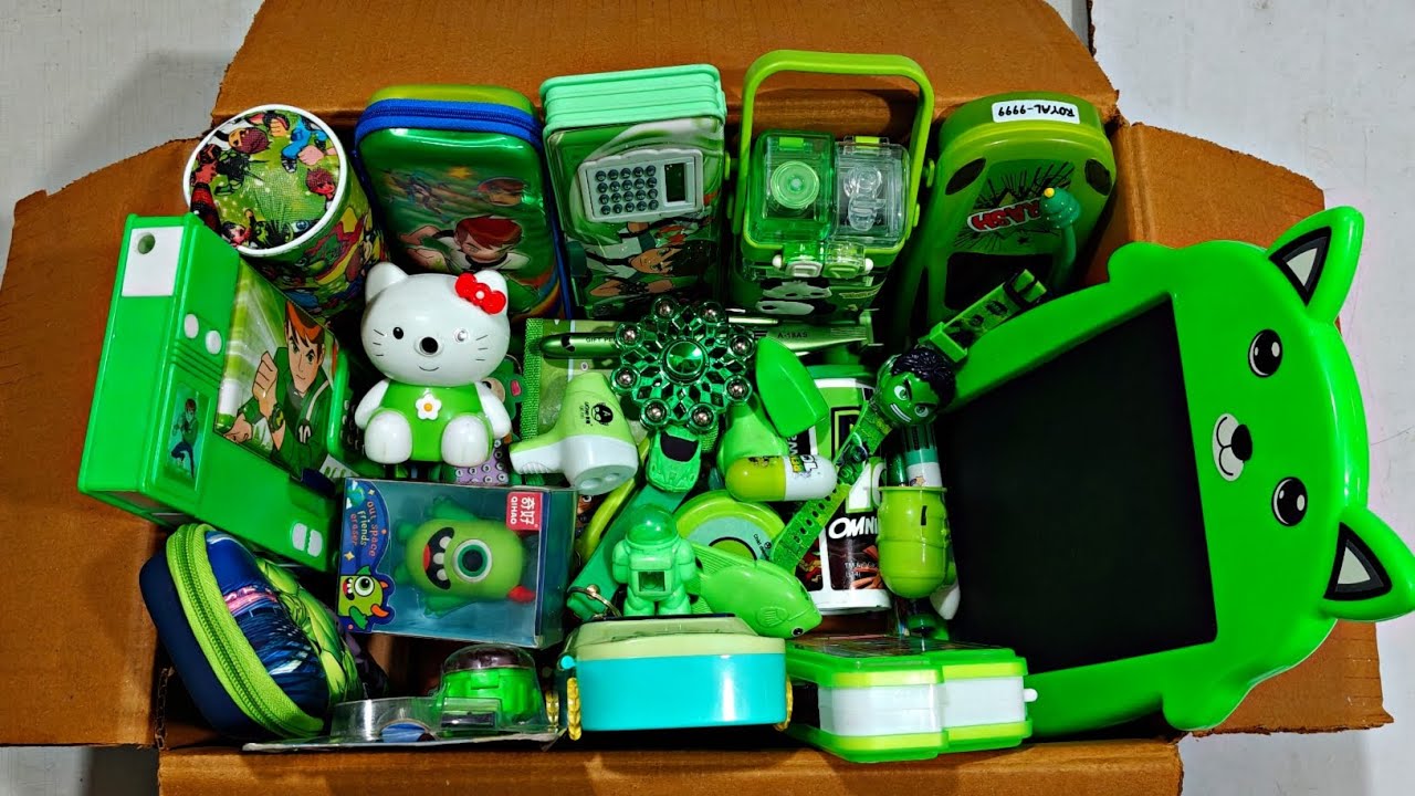 BEN10 & Green Stationery Collection🤩Geometry, Sharpener, Lunchbox, Colors, Scale, Pouch, Spinner etc