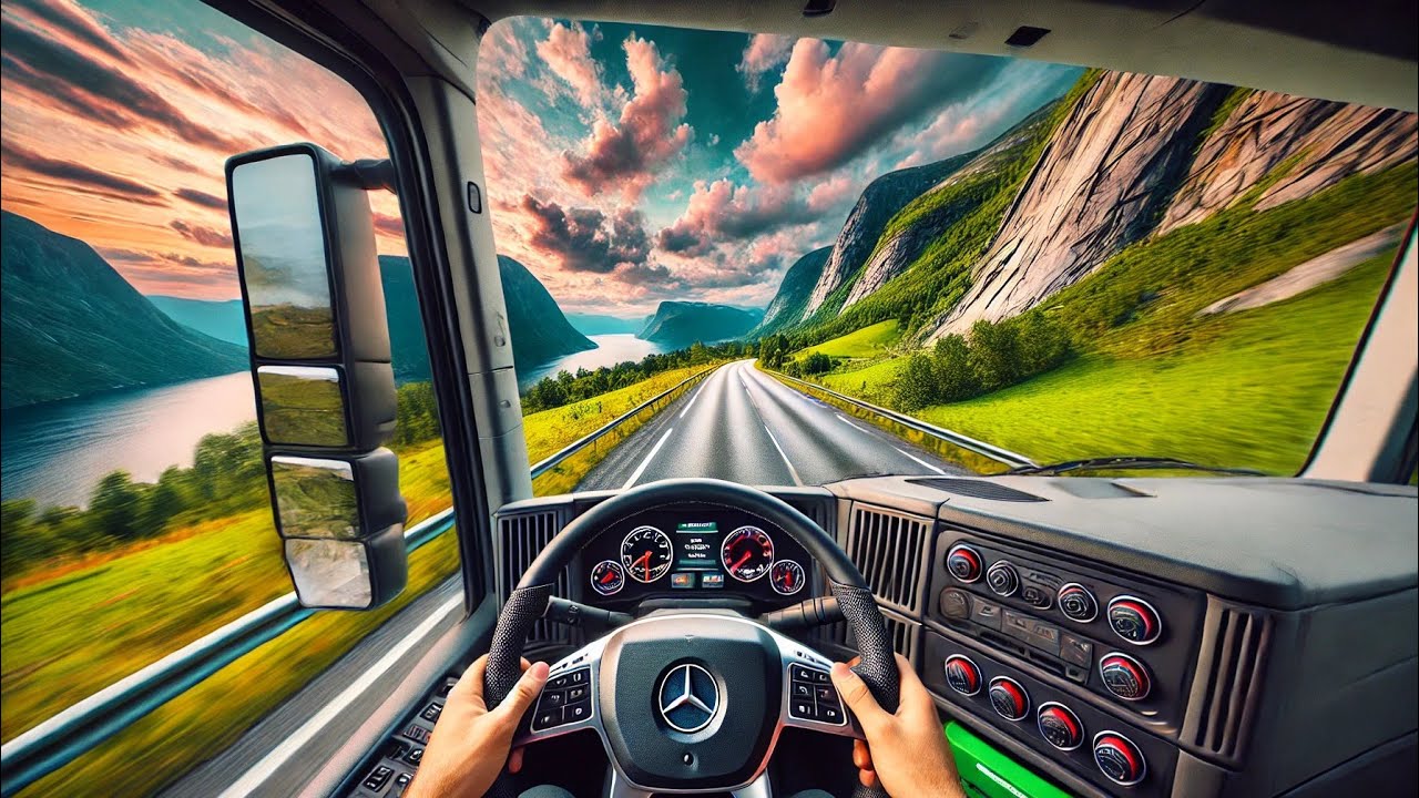 Off-road with a heavy truck in the mountains of Norway