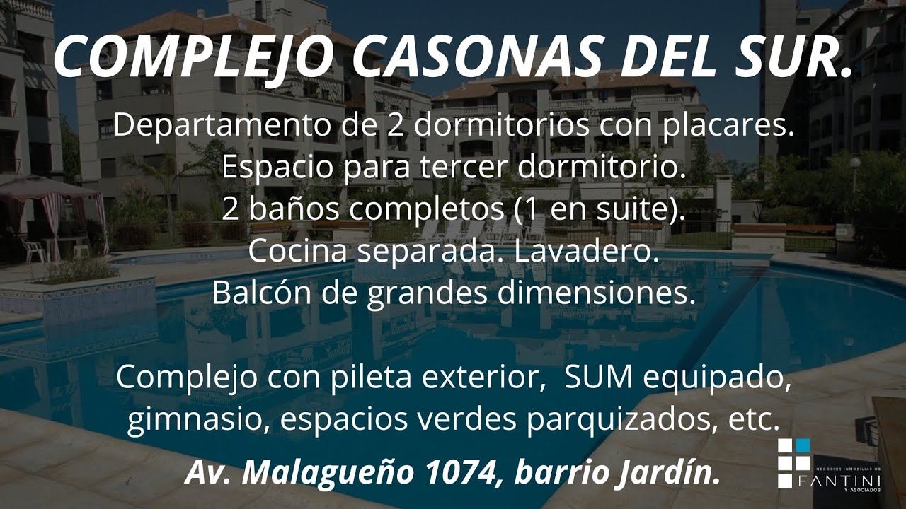 Casonas del Sur // 2 Dorm // 2 Bñs // Cochera // Pileta // Amenities