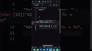 Print ASCII Values in C 🔥 | Character to ASCII Code | C Programming Part 2 #shorts