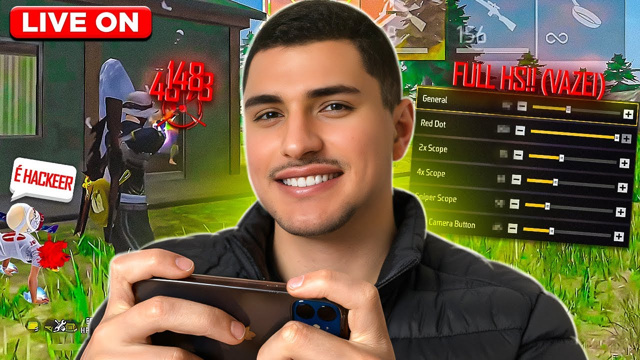 LIVE ON🔴 DESCOBRI A MELHOR SENSI MOBILE! 🔥 FREE FIRE AO VIVO! JACKsx FF