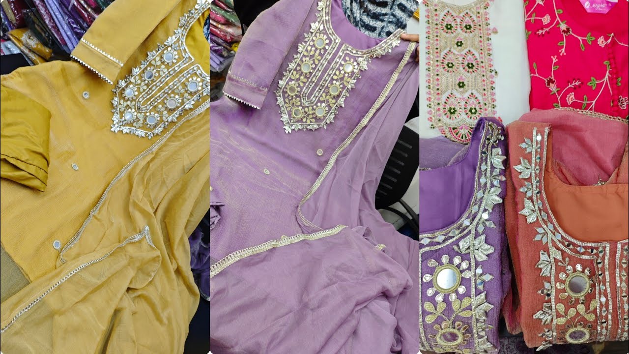 Коллекция к празднику Ид: зеркальная вышивка, отделка гота патти, премиум-комплект из 3 предметов...