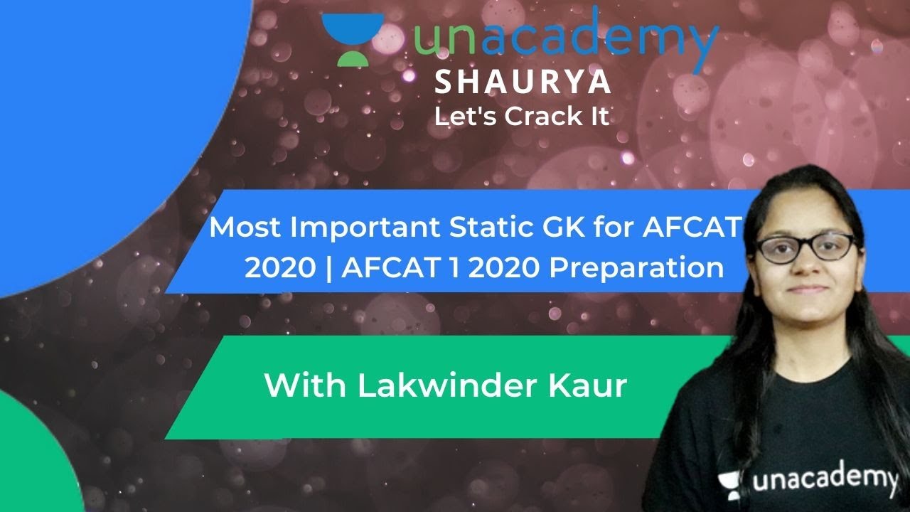 Most Important Static GK for AFCAT 1 2020 | AFCAT 1 2020 Preparation | Part 1