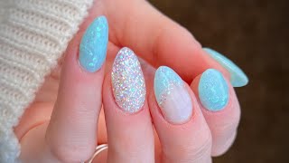 Blue Dip Powder Nails with Soft Gel Tips  | SPARKLE & CO DIP POWDER screenshot 3