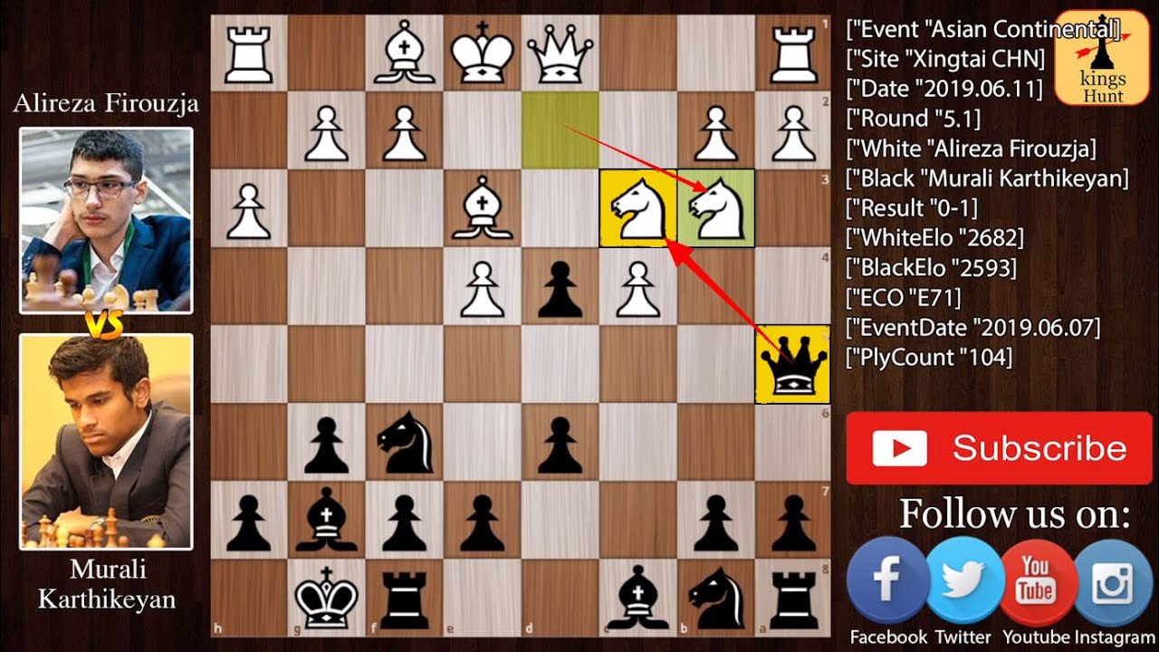 Greatest Queen Sacrifice on 8th Move  Firouzja vs Karthikeyan (2019) 