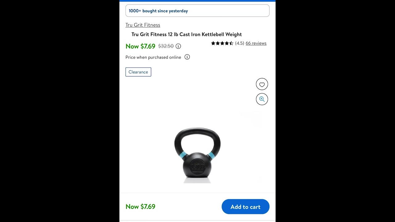 Sale $7.69 Tru Grit Fitness 12 lb Cast Iron Kettlebell Weight