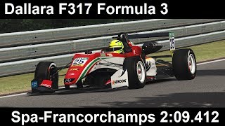 Assetto Corsa: RSR Dallara F317 Formula 3 @ Spa-Francorchamps 2:09.412 [former World Record]