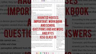 HAUNTED HOUSE REVISED IMP. WORKBOOK QUESTIONS /ANSWERS/RTCS #icseenglish #hauntedhouse