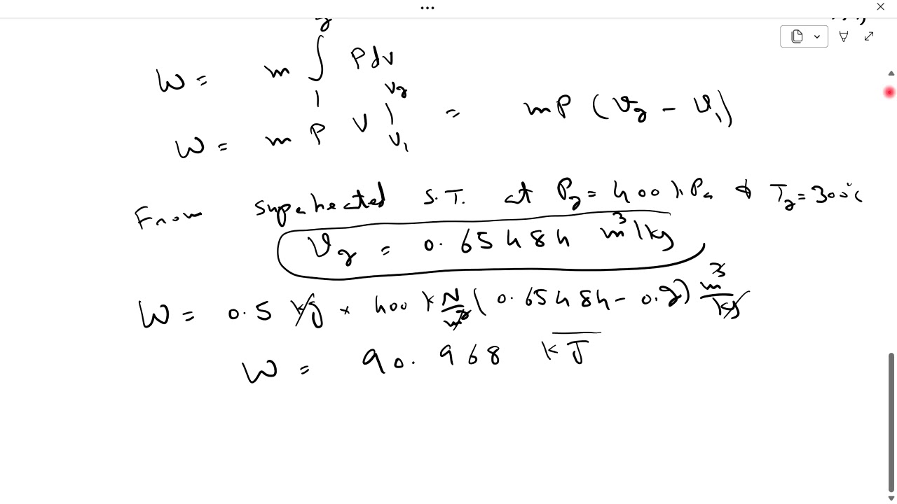 Example 5.6 Thermodynamics: Determine the heat transfer and the work for the constant pressure.