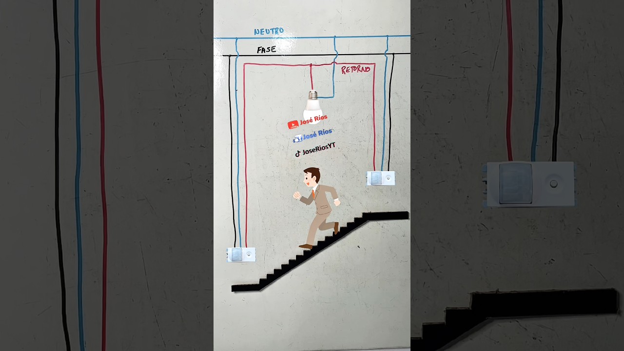 Sensores de movimiento en circuito de escalera #joserios #electricidad