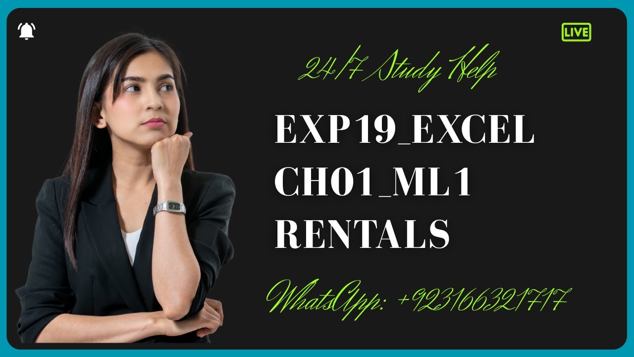 Exp19_Excel_Ch01_ML1_Rentals | Excel Chapter 1 ML1 Rentals | Exp19 Step-by-Step Solution