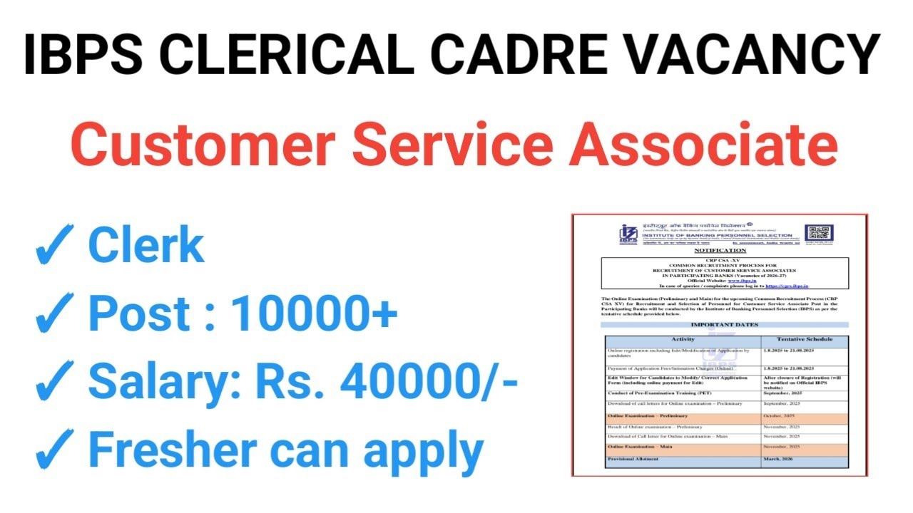 IBPS Customer service associate vacancy 2025, ibps clerk recruitment 2025, bank job 2025