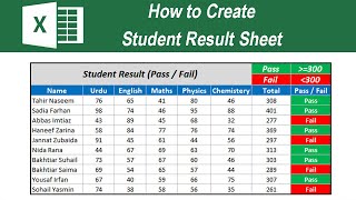 Student Result Sheet Sum And Pass Or Fail Excel For Beginners 2021