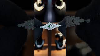 Omnia Lisa Green Luxury Bridal Long Chain Full Set in High Quality Zircon Stone Rhodium Plated