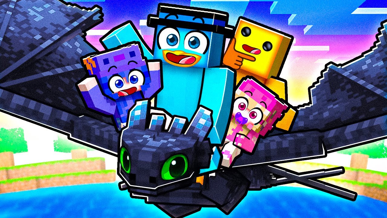 Teniendo una FAMILIA de COMO ENTRENAR A TU DRAGÓN en Minecraft!