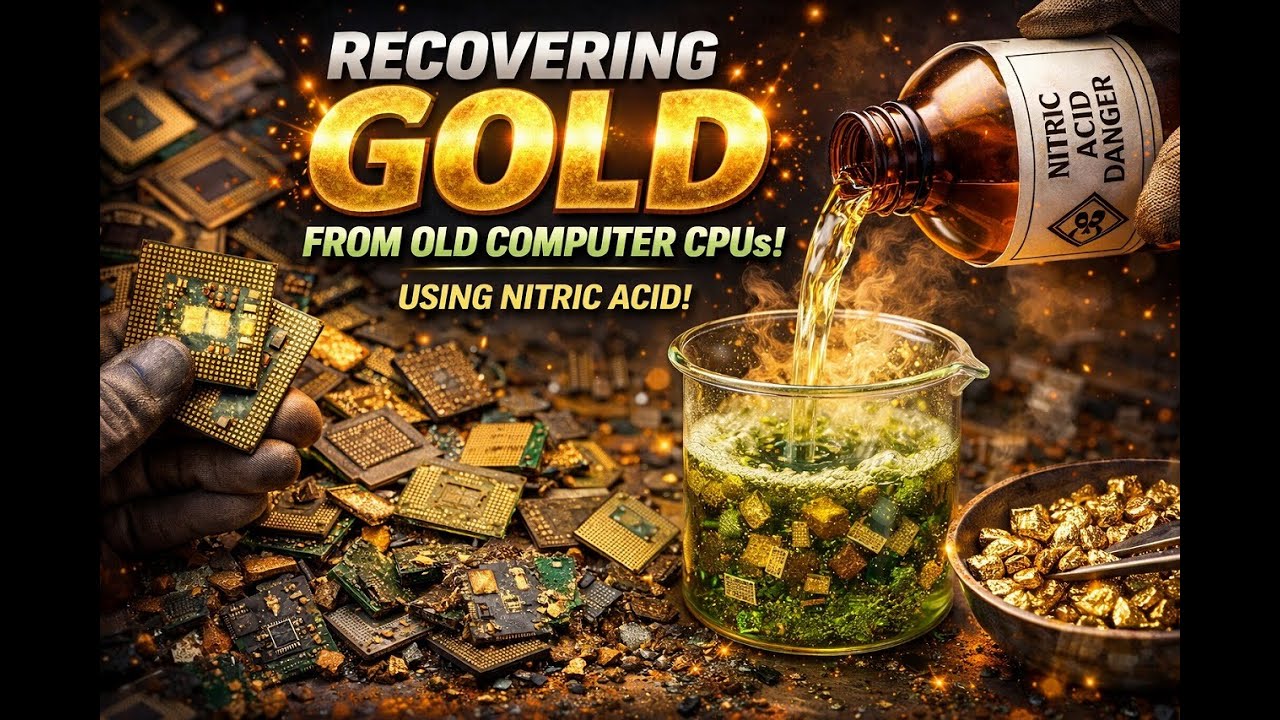 Recovering gold from old computer CPUs especially using nitric acid
