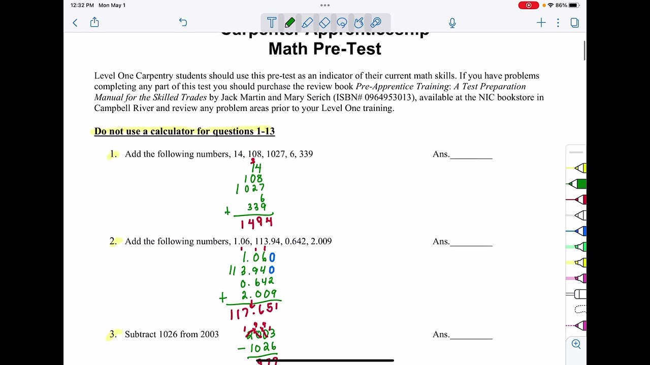 Pass the Math Carpenter's Apprenticeship/ Aptitude exam Part 2