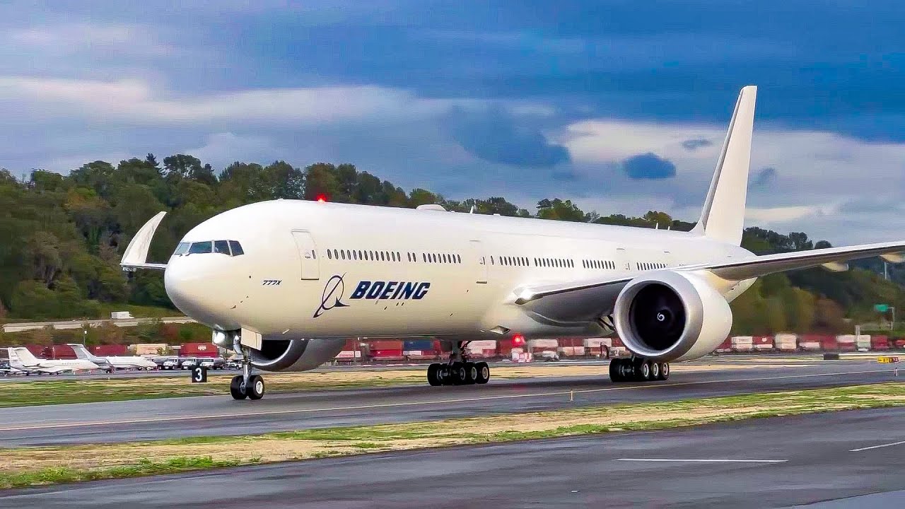Boeing 777X Test Aircraft WH004 Taxiing At Boeing Field After Completing Its Flight Test Mission.