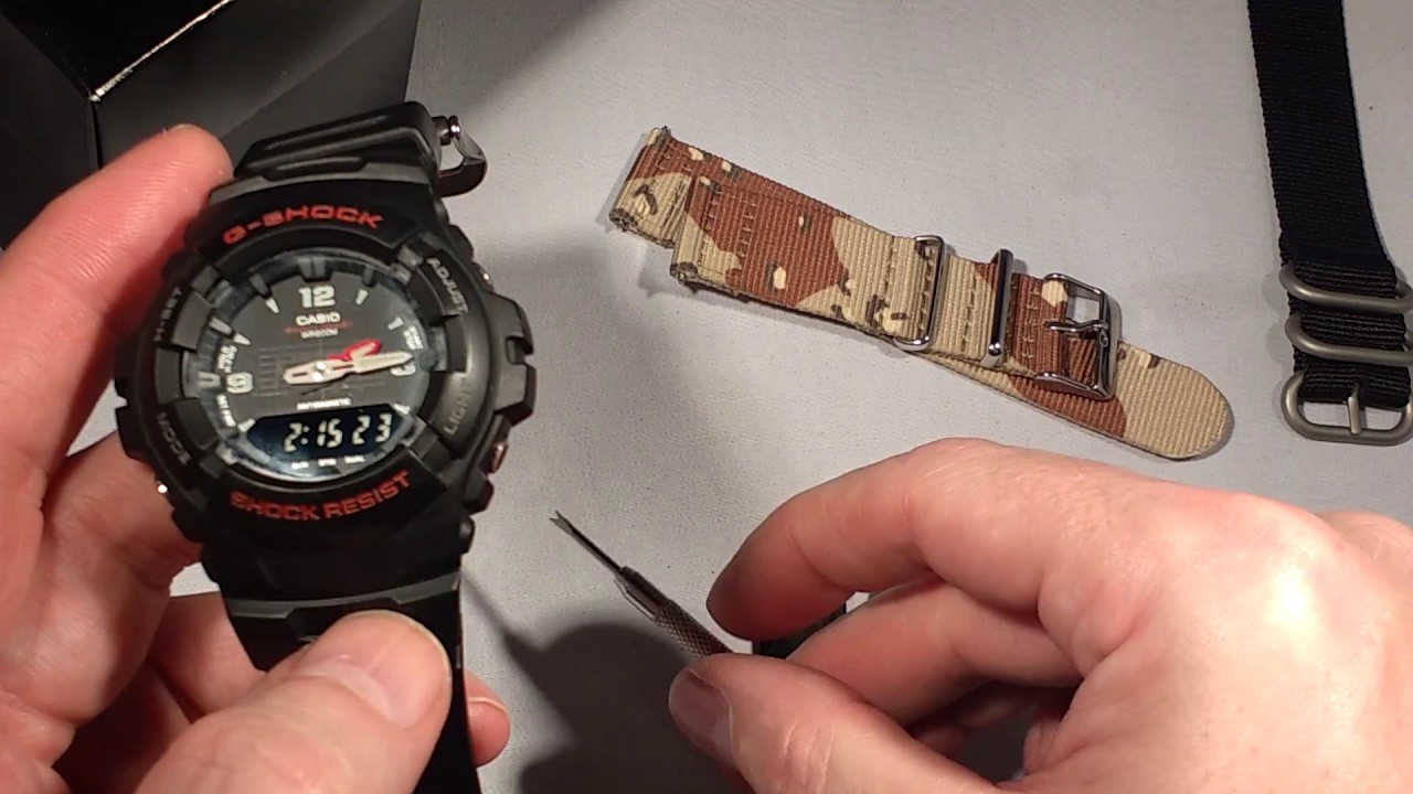 to strap band Casio GShock watch with JaysAndKays® Convertibles® Adapters - YouTube