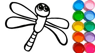Dragonfly Coloring And Drawing Learn Colors For Kids Moon Toy Art