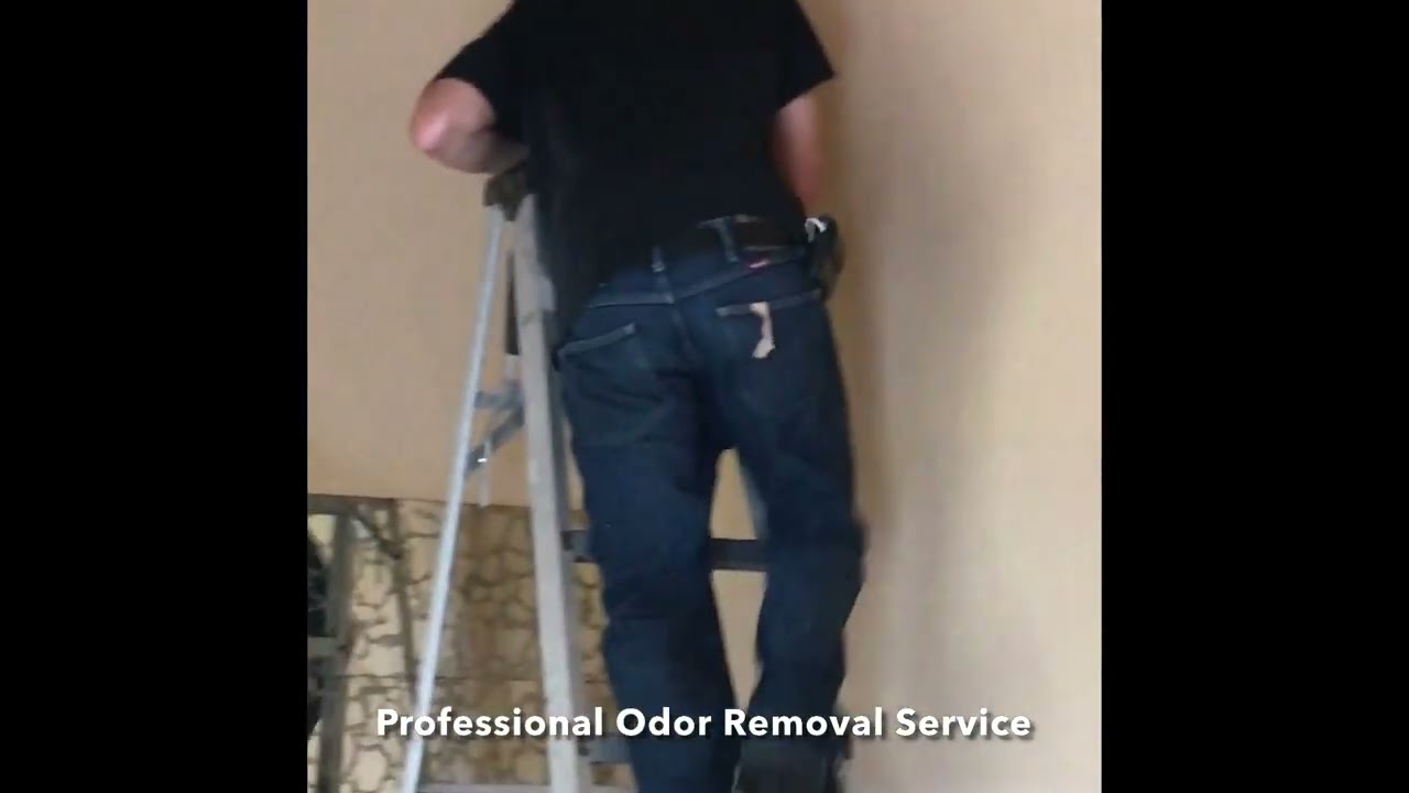 Cigarette tobacco smoke odor, removal service Long Island/NY watch us transform this stained room ￼