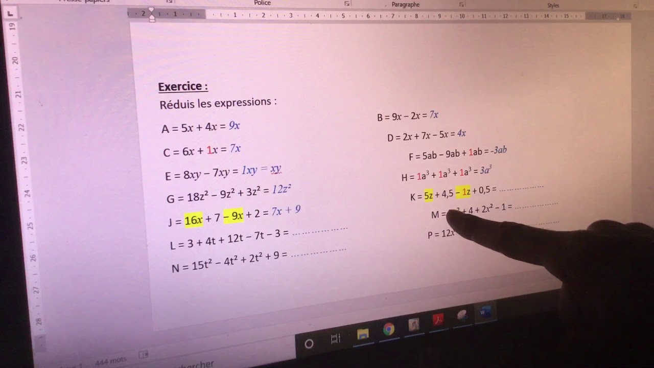 Réduire Une Expression Littérale 4ème Exercice
