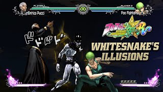 Pucci/Whitesnakes Illusions (All Characters) | JoJos Bizarre Adventure: All-Star Battle R
Pucci and Whitesnakes illusions for all characters in the base roster of JoJos Bizarre Adventure: All-Star Battle R.
00:00 Jonathan Joestar
00:04 Will A. Zeppeli
00:08 Robert E. O. Speedwagon
00:12 Dio Brando
00:17 Joseph Joestar
00:21 Caesar A. Zeppeli
00:25 Lisa Lisa
00:30 Wamuu
00:35 Esidisi
00:39 Kars
00:44 Jotaro Kujo
00:48 Old Joseph Joestar
00:53 Muhammad Avdol
00:58 Noriaki Kakyoin
01:02 Jean Pierre Polnareff
01:06 Iggy
01:15 Hol Horse
01:19 Mariah
01:23 Pet Shop
01:28 Vanilla Ice
01:32 DIO
01:37 Josuke Higashikata
01:41 Part 4 Jotaro Kujo
01:46 Koichi Hirose
01:50 Okuyasu Nijimura
01:55 Rohan Kishibe
02:00 Yukako Yamagishi
02:05 Shigekiyo Yangu
02:09 Akira Otoishi
02:14 Yoshikage Kira
02:18 Kosaku Kawajiri
02:22 Giorno Giovanna
02:27 Bruno Bucciarati
02:31 Guido Mista
02:36 Narancia Ghirga
02:40 Pannacotta Fugo
02:45 Trish Una
02:50 Prosciutto & Pesci
02:54 Ghiaccio
02:59 Diavolo
03:03 Jolyne Cujoh
03:08 Ermes Costello
03:12 Foo Fighters
03:17 Narciso Anasui
03:21 Enrico Pucci
03:25 Johnny Joestar
03:30 Gyro Zeppeli
03:34 Diego Brando
03:39 Funny Valentine
03:43 Josuke Higashikata (JoJolion)
03:48 Ikuro Hashizawa (Baoh)
JoJos Bizarre Adventure: All-Star Battle R
- Steam (PC), PlayStation 5, PlayStation 4, Xbox Series X, Xbox Series S, Xbox One, Nintendo Switch
- Released September 1, 2022
Wiki: https://jojowiki.com/JoJos_Bizarre_Adventure:_All-Star_Battle_R
Patreon: https://www.patreon.com/JoJoWiki Pucci/Whitesnakes Illusions (All Characters) | JoJos Bizarre Adventure: All-Star Battle R