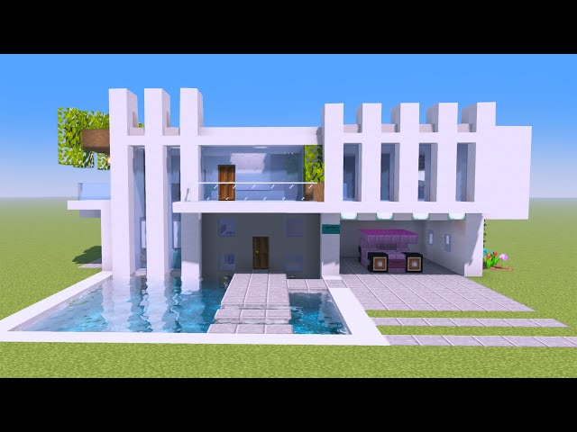 Minecraft Tutorial - Casa Moderna Completa com Piscina e Mobília