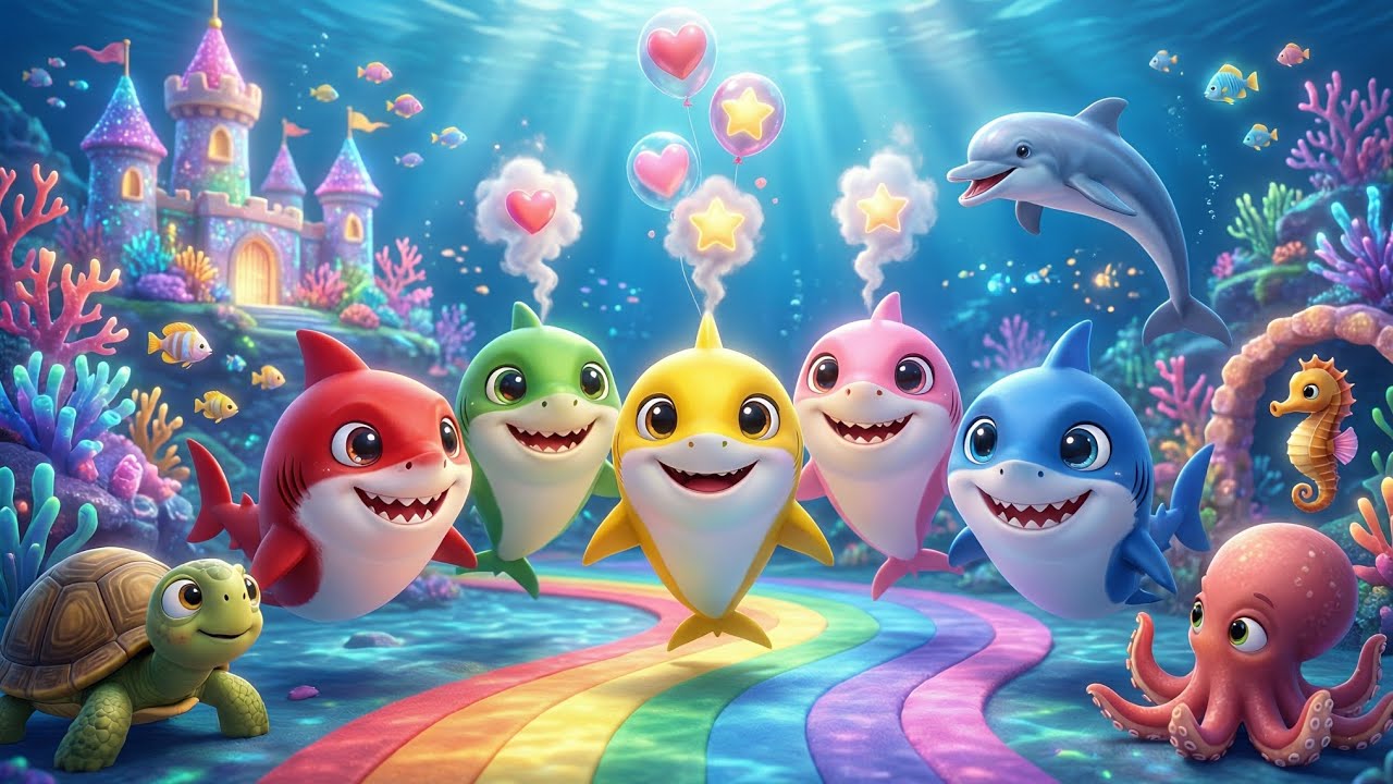 🌈🦈 Colorful Baby Sharks Ocean Ride | Fun Kids Song | Dancing Sharks & Animal Friends 🦈🌈