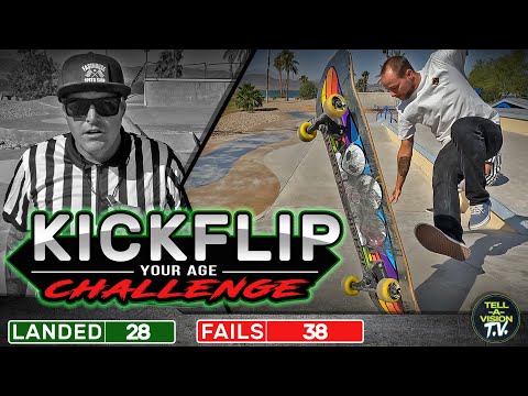 KICKFLIP your AGE Challenge || 40-Year-Old Edition