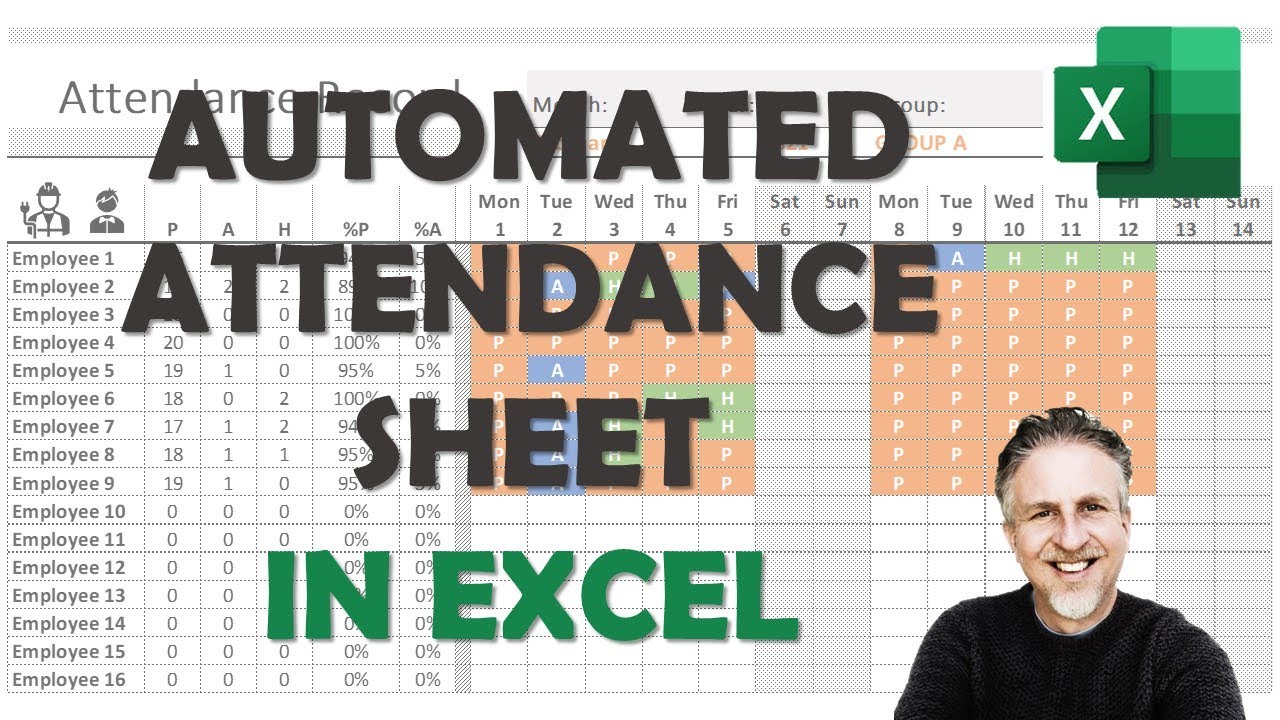 Automated Attendance Sheet in Excel with Formula |... - youtube