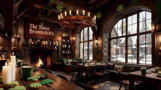 St. Patrick’s Day at The Three Broomsticks | Harry Potter Ambience 🍀Cozy Fireplace & Celtic Music