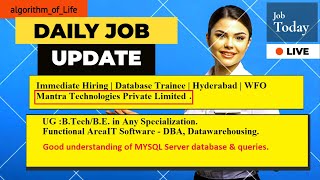 Immediate Hiring | Mantra Technologies Private Limited Database Trainee  BTECH BE Hyderabad. screenshot 3