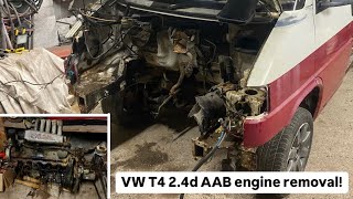 VW T4 engine removal (1994 2.4d AAB engine) - VERY rusty T4 transporter restoration build!